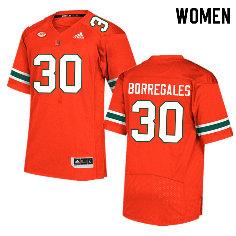 Women #30 Andres Borregales Miami Hurricanes College Football Jerseys Sale-Orange